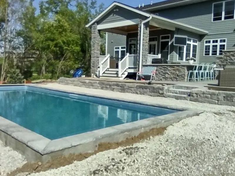 Pool installers job in the Czech Village neighborhood of Cedar Rapids